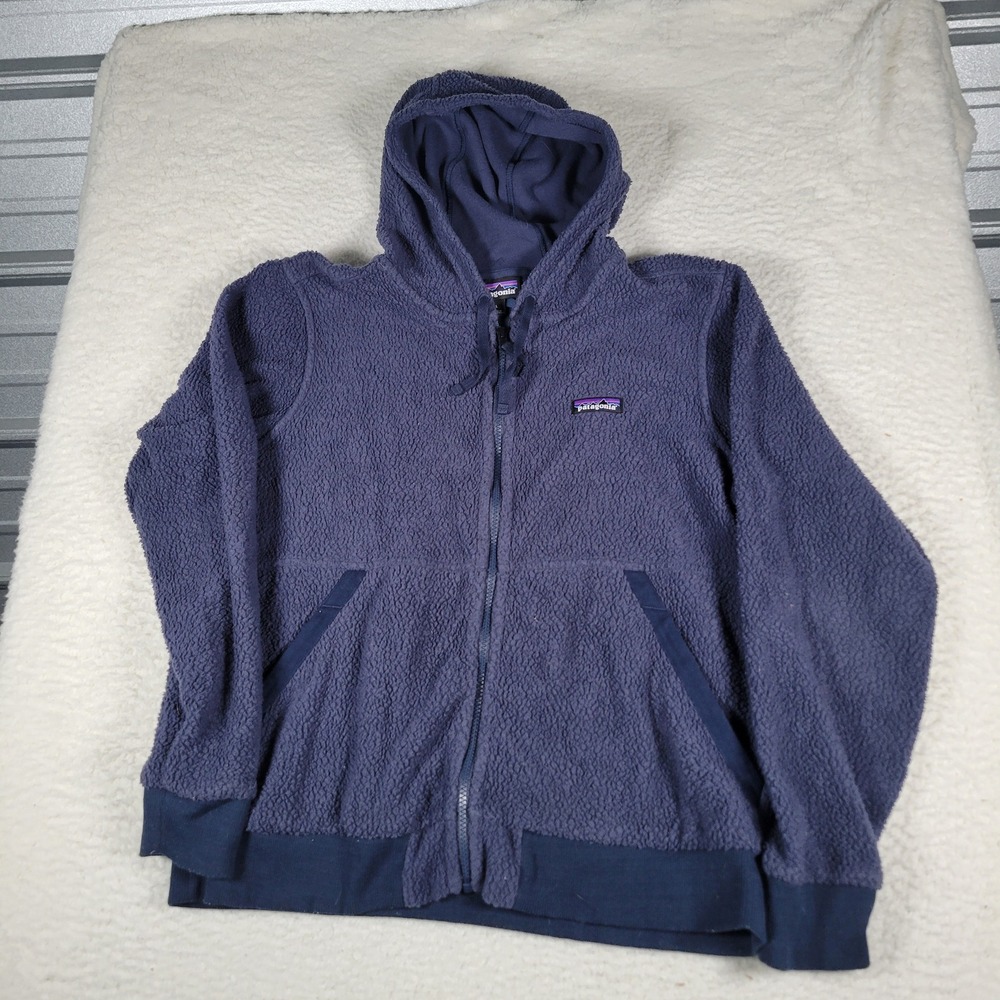 Patagonia Los Gatos Fleece Jacket Mens L Navy Full Zip Hooded 26135 FA22